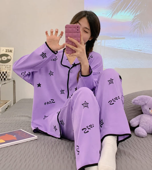 Lavender Star Dream Button Pjs