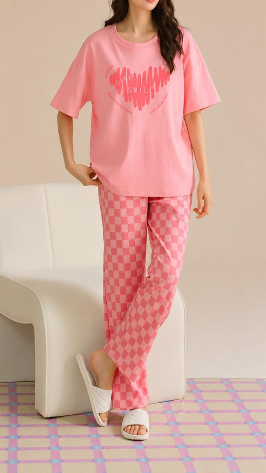 Pink Smile Heart Pajama Set