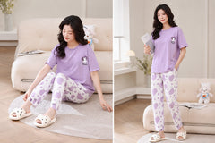 Lilac Love Today Half Sleeves Printed Pjs