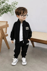 Black With White Stripes 72 Print Zipper Track Suit