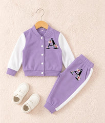 Purple And White Varsity Track Suit