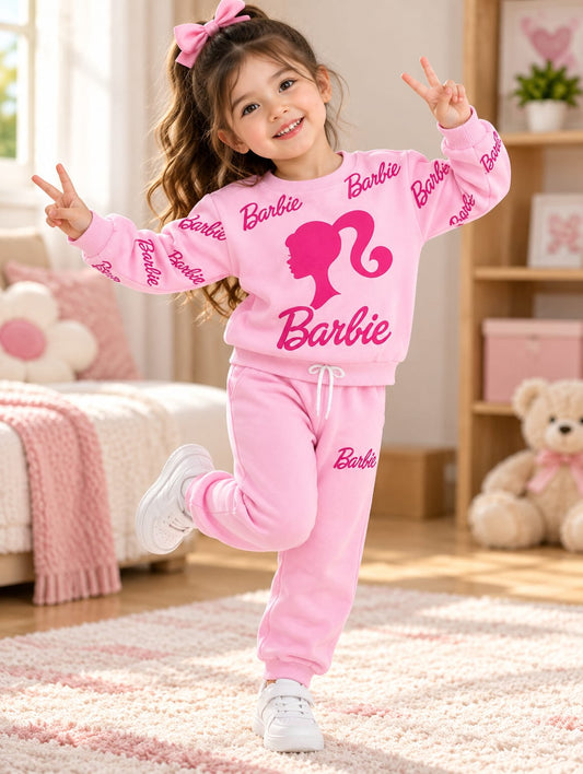 Pink Barbie Kids Track Suit