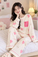 Off White Strawberry Bunny Printed Night Suit