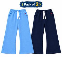 Winter Fleece Trousers for Kids – Pack of 2 | (Blue & Navy Blue)