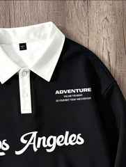 LA Adventure Black Collar Oversized Sweatshirt