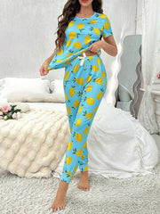 Sky Blue Lemons Printed Night wear