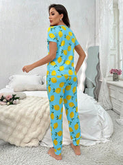 Sky Blue Lemons Printed Night wear