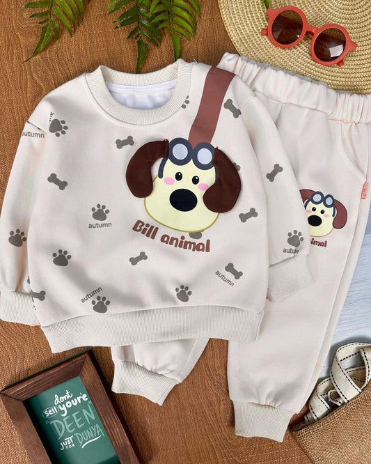 Off White Dog Bill Animal Printed Kids Track Suit