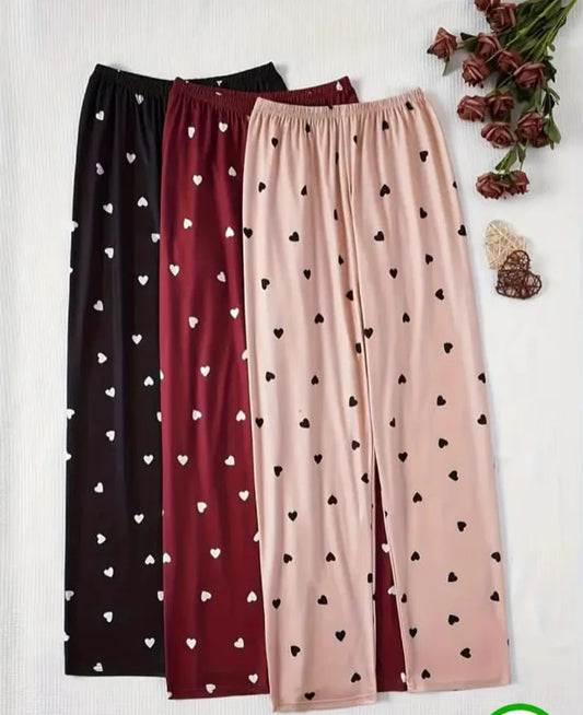 Women’s Heart Print Lounge Pants – Pack of 3