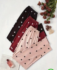 Women’s Heart Print Lounge Pants – Pack of 3