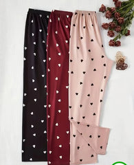 Women’s Heart Print Lounge Pants – Pack of 3