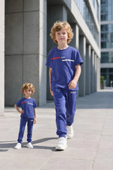 Blue King Printed Half sleeves kids suit