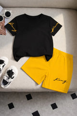 Black Kong printed t Shirt with yellow shorts printed kids suit