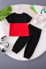 Black and red Boys brave and confident printed t shirt with printed pajama kids suit