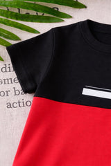 Black and red Boys brave and confident printed t shirt with printed pajama kids suit