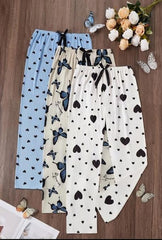 Women's Butterfly & Heart Print Trousers
