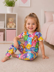 Nostalgic Cartoon Bear Graphic Kids Suit
