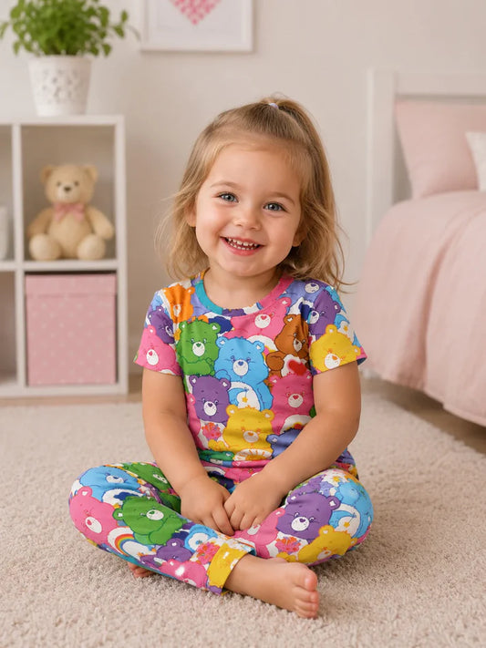 Nostalgic Cartoon Bear Graphic Kids Suit