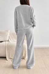 Light Grey V-Neck Button Pocket Fleece Track Suit