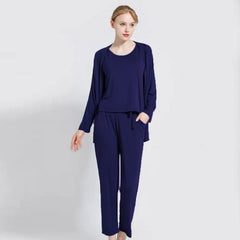 3 Pcs Sleepwear (Sando Shrug Trouser) (NAVY BLUE) (KO-NS-020)