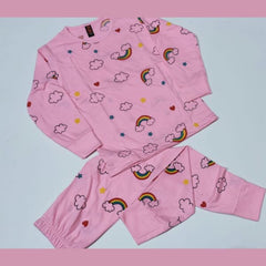 Baby or Baba Pink Rainbow print Night Suit for Kids (1 Pcs) (KO-KNS-225)