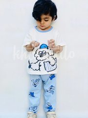 Off white sleepy puppy Printed Kids Night Suit (KO-613)