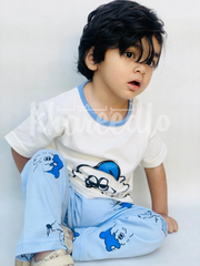 Off white sleepy puppy Printed Kids Night Suit (KO-613)