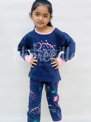 Navy Blue Hippo Printed Kids Night Suit (KO-614)