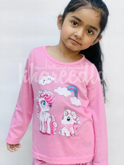 Pink Unicorn Rainbow Printed Kids Night Suit (KO-604)