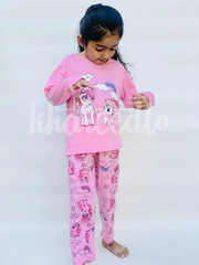 Pink Unicorn Rainbow Printed Kids Night Suit (KO-604)