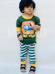 Dark Green Toy Truck Printed Kids Night (KO-602)