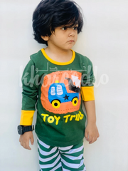 Dark Green Toy Truck Printed Kids Night (KO-602)