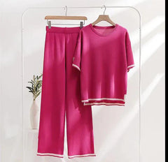 Hot Pink Baggie Style half Sleeves T-shirt With Loose Trouser
