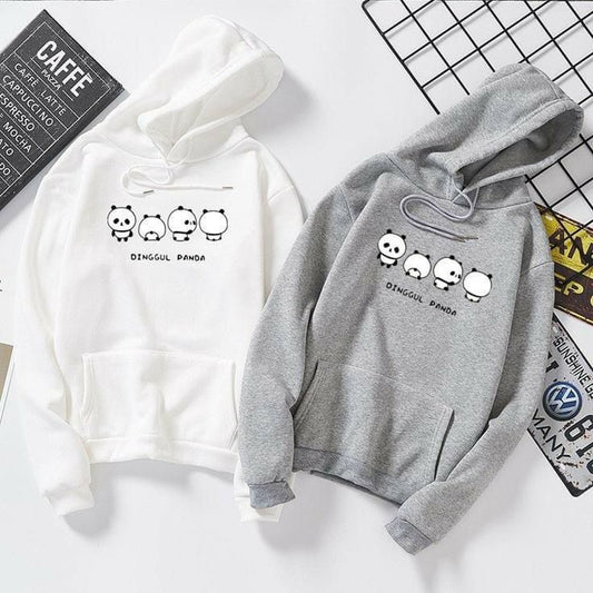 Grey & White Dinggul Pandas Hoodie (KO-HD-0076)