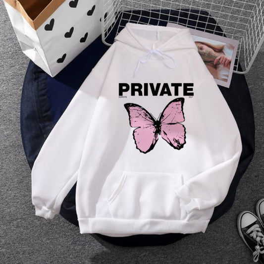 White Private Butterfly Hoodie (KO-HD-0121)