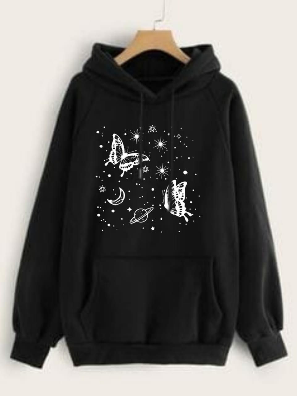 Black Sparkle Butterly Hoodie (KO-HD-0078)