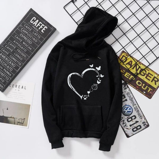 BLACK HEART WITH BUTTERFLIES HOODIE