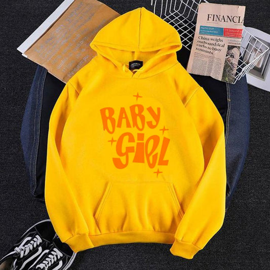 YELLOW BABY GIRL PRINT HOODIE