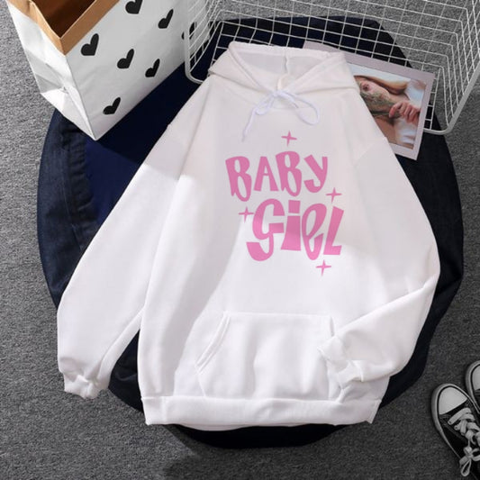 WHITE BABY GIRL PRINT HOODIE