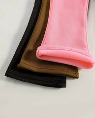 Pack of Three Multi colours Heart Printed Kids Fleece Trousers (Pink/Brown/Black)