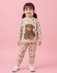 Light Brown Big Bear Printed Kids Track Suit