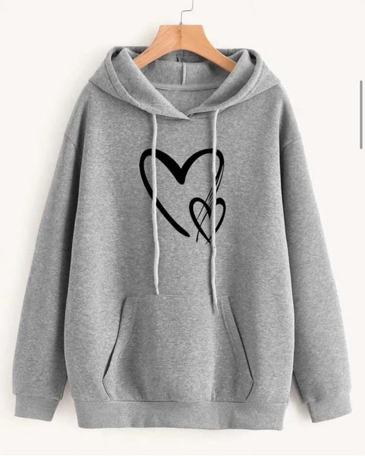 GREY TWO HEARTS HOODIE 