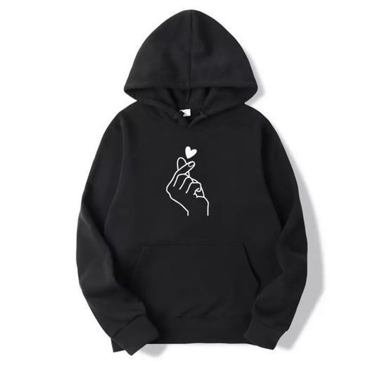 BLACK HAND HEART HOODIE