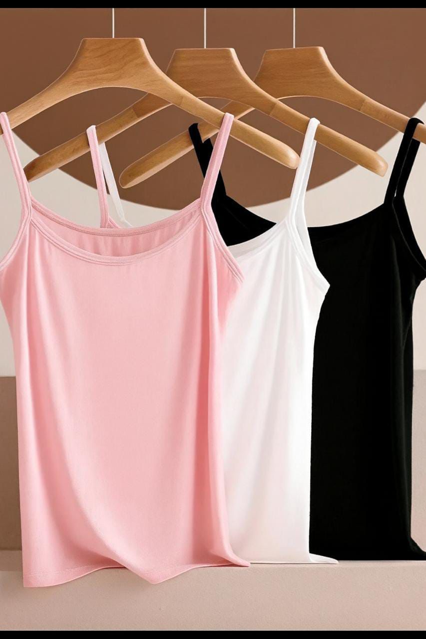 CAMISOLE TOP - STANDARD - PACK OF 3 - MIX COLORS (KO-CNS-252)