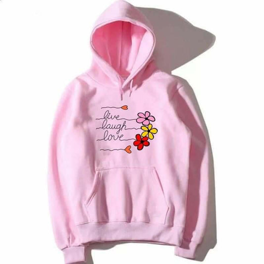 PINK LIVE LAUGH LOVE WITH FLOWER HOODIE