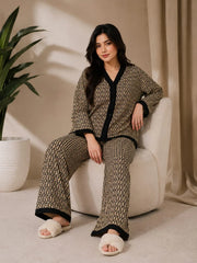 Brown Signature Monogram Button Pjs