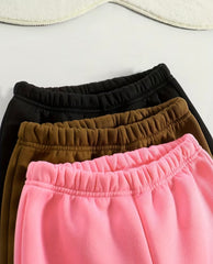 Pack of Three Multi colours Heart Printed Kids Fleece Trousers (Pink/Brown/Black)