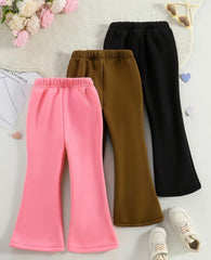 Pack of Three Multi colours Heart Printed Kids Fleece Trousers (Pink/Brown/Black)