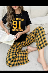 Black Los Angeles California Printed Night Suit