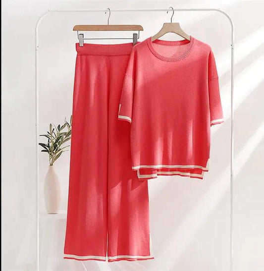 Peach Baggie Style half Sleeves T-shirt With Loose Trouser